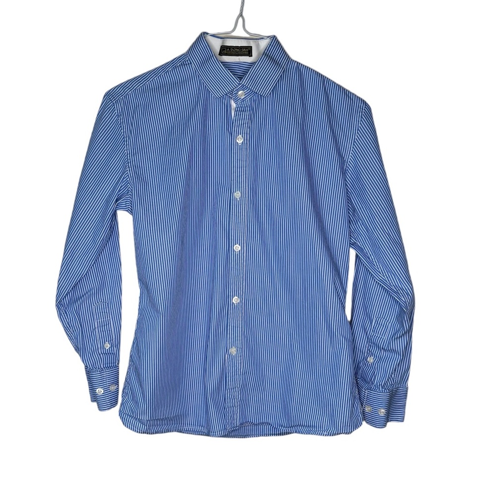 Men’s Royal Blue & White Long Sleeves Dress Shirt